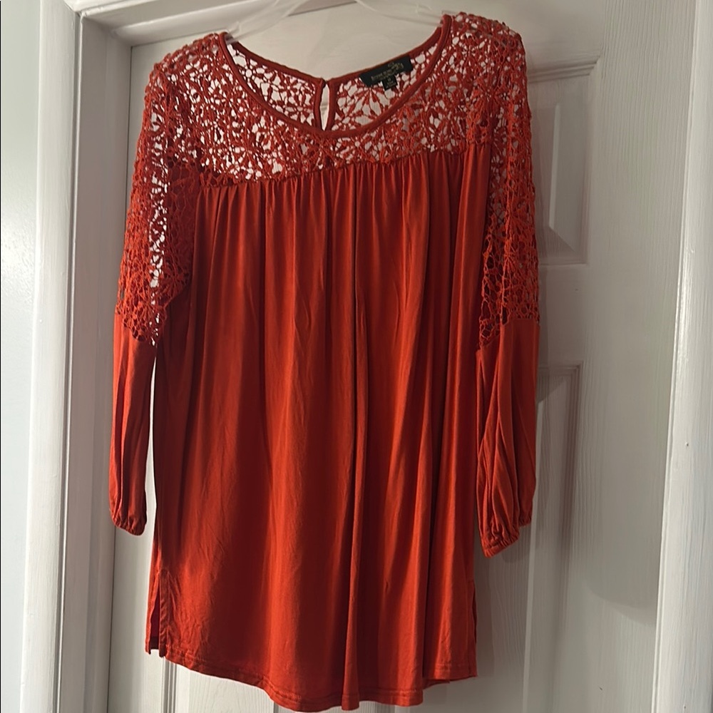 Orange Lace Detail Women's Top